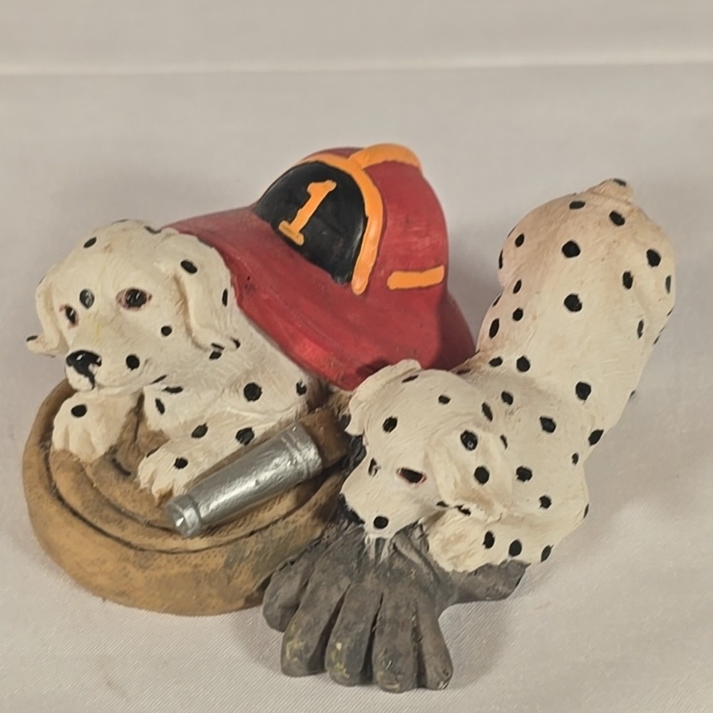 Dalmatians with Fire‎ Fighter Hat and Water Hose Figurine